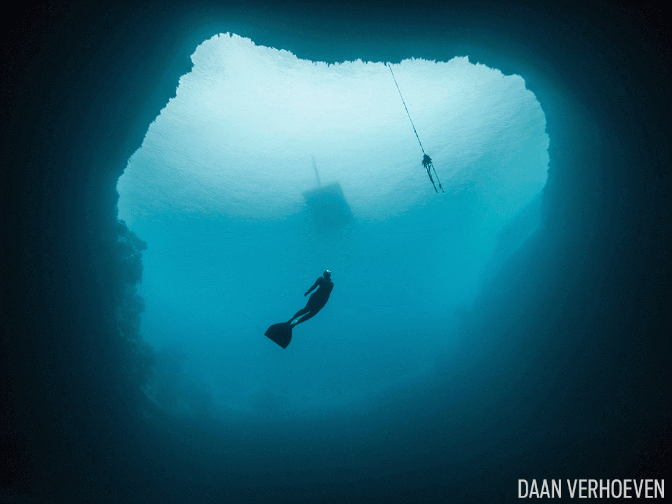 freediver Deans Blue Hole Bahamas underwater photo
