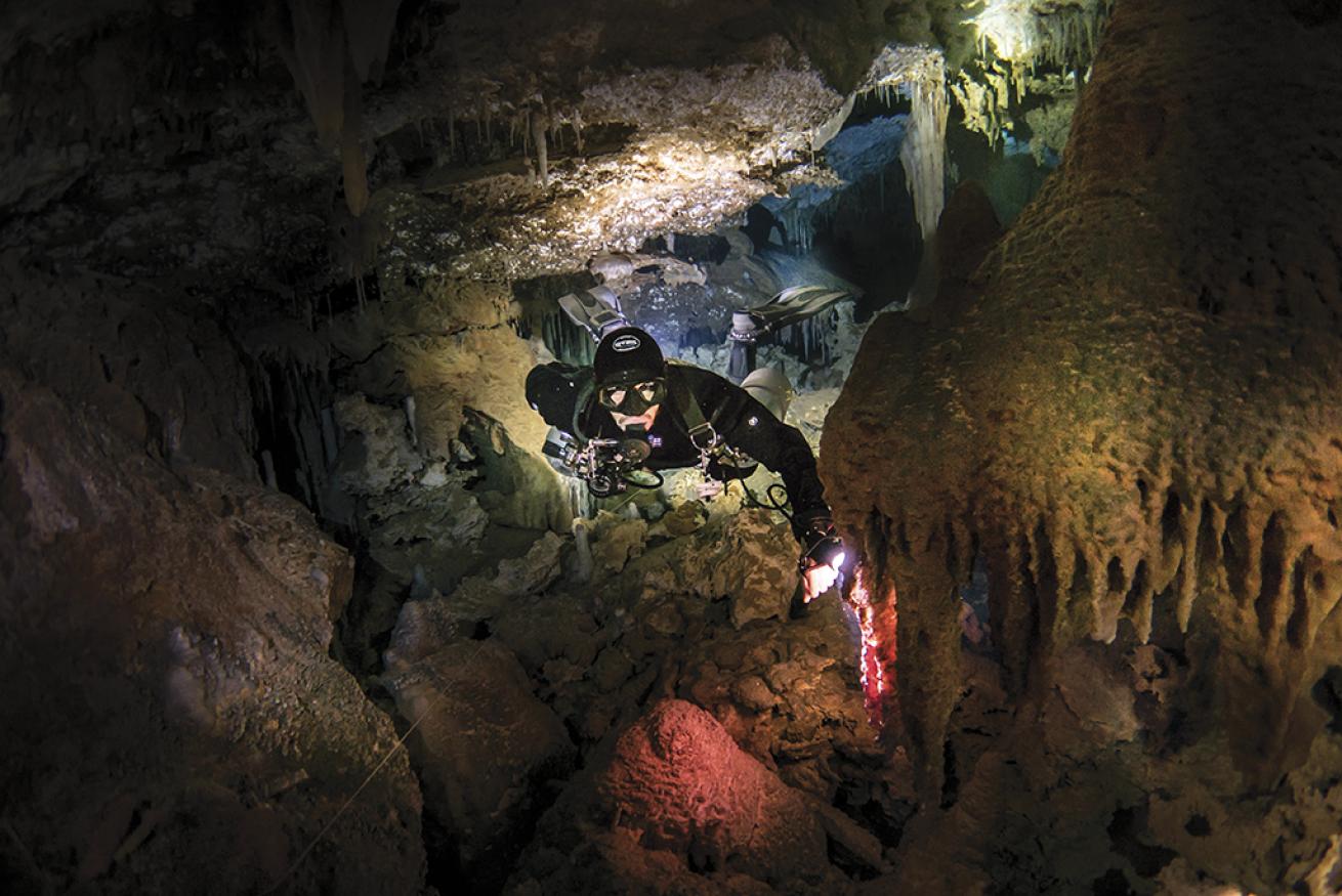 Cave Diving in Dan's Cave, Bahamas