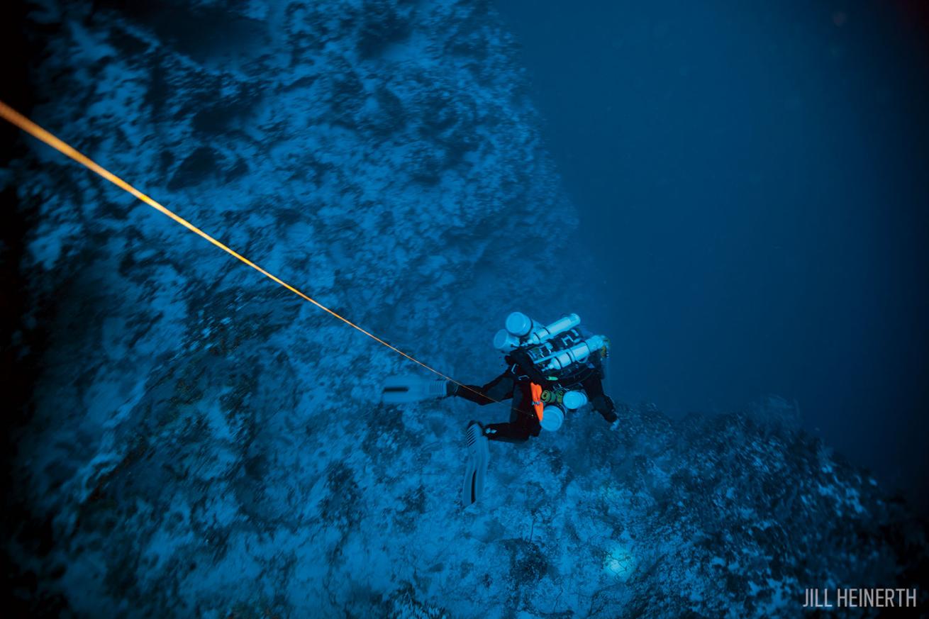 Diver Underwater in the Bermuda Deep