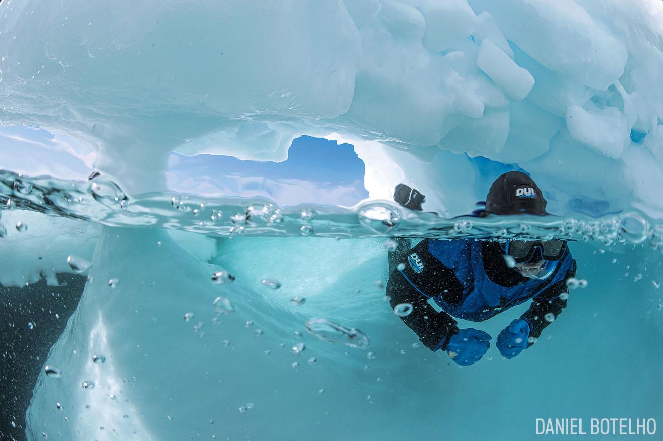 Scuba Diver Beneath the Ice in the High Arctic