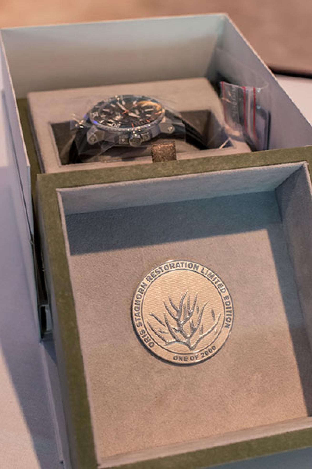 Oris staghorn watch and commemorative medal