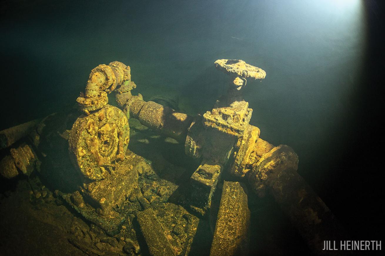 Sunken equipment at Bell Island Mine