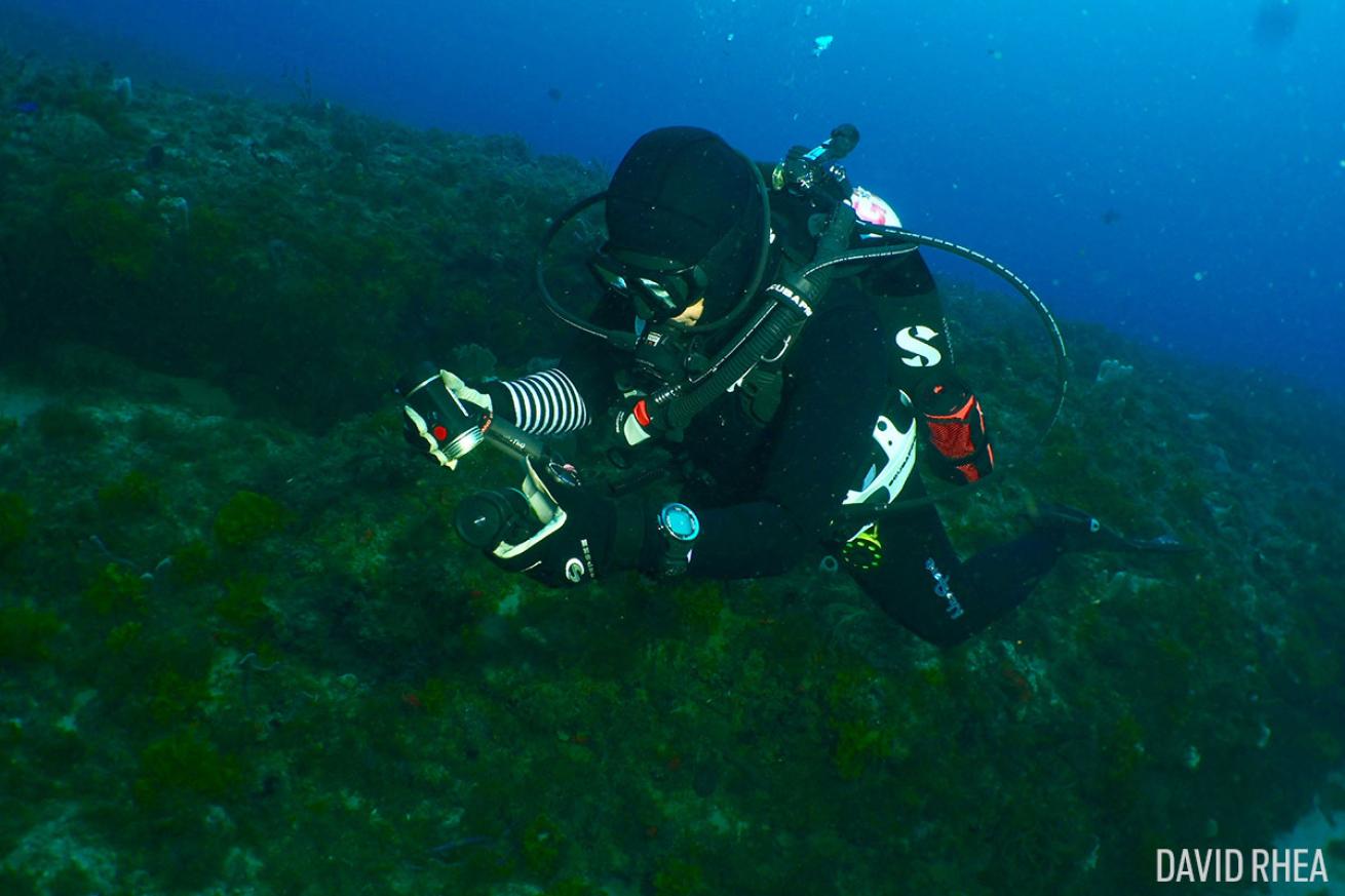 Scuba Diver with Camera Underwater in Jupiter, Florida
