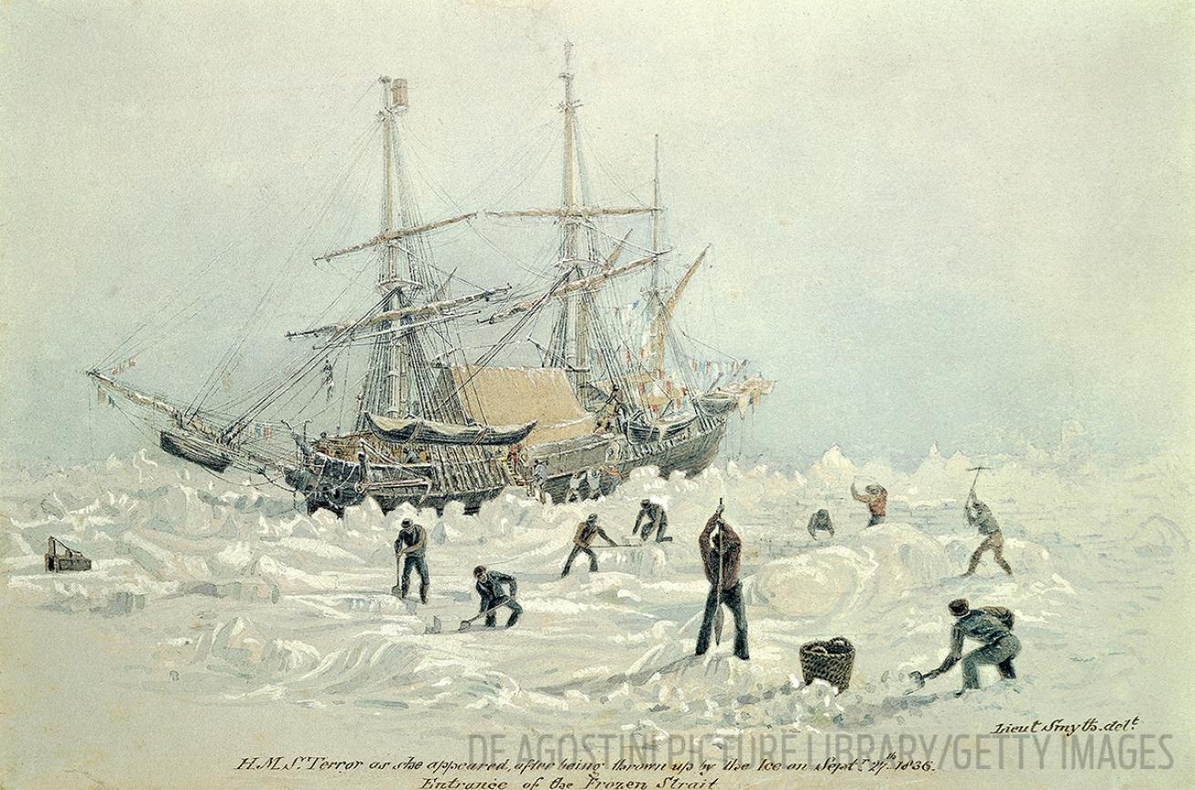 Illustration of the HMS Terror's Arctic expedition