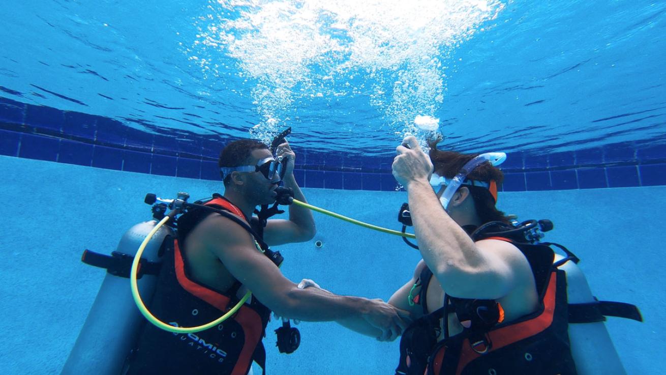 Matt James and Tyler Cameron Scuba Diving in Pool
