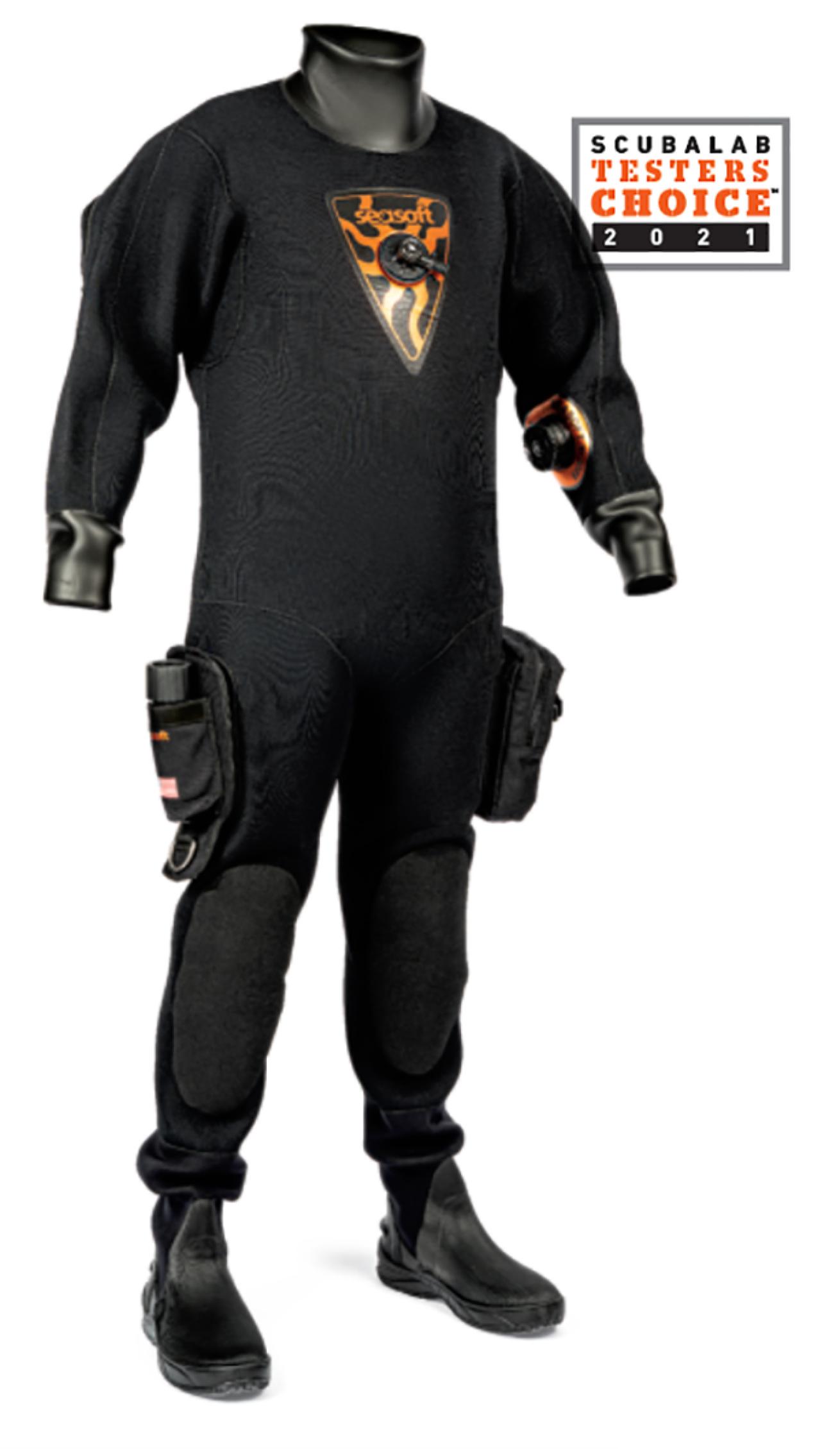 Seasoft TI 3000 drysuit with ScubaLab "Testers Choice 2021" stamp