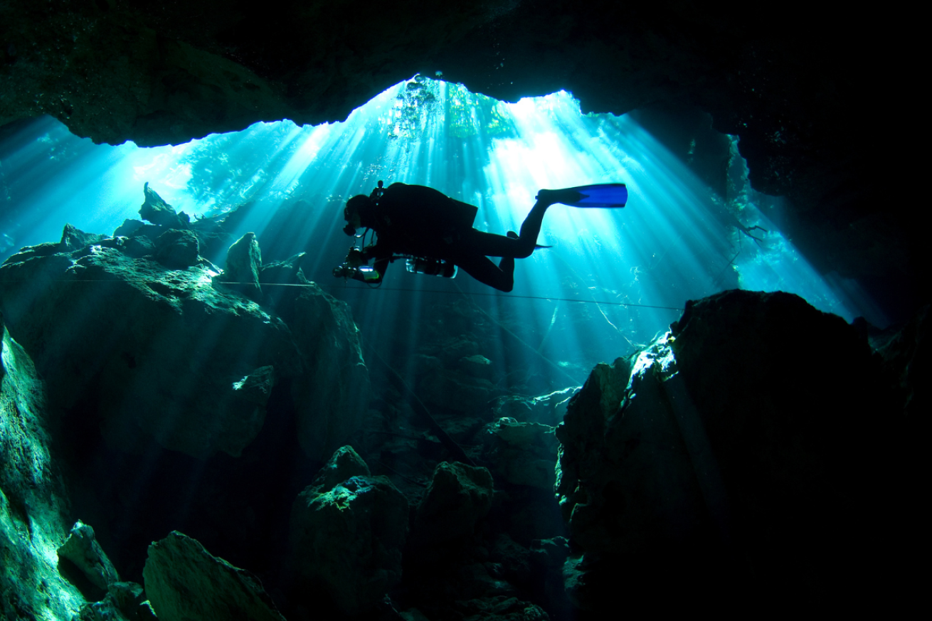 Scuba diver in cave