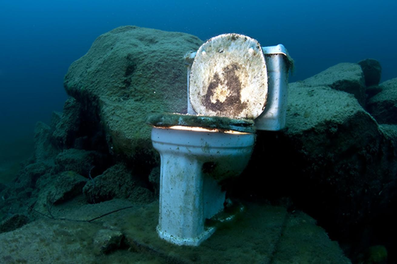 underwater toilet bowl