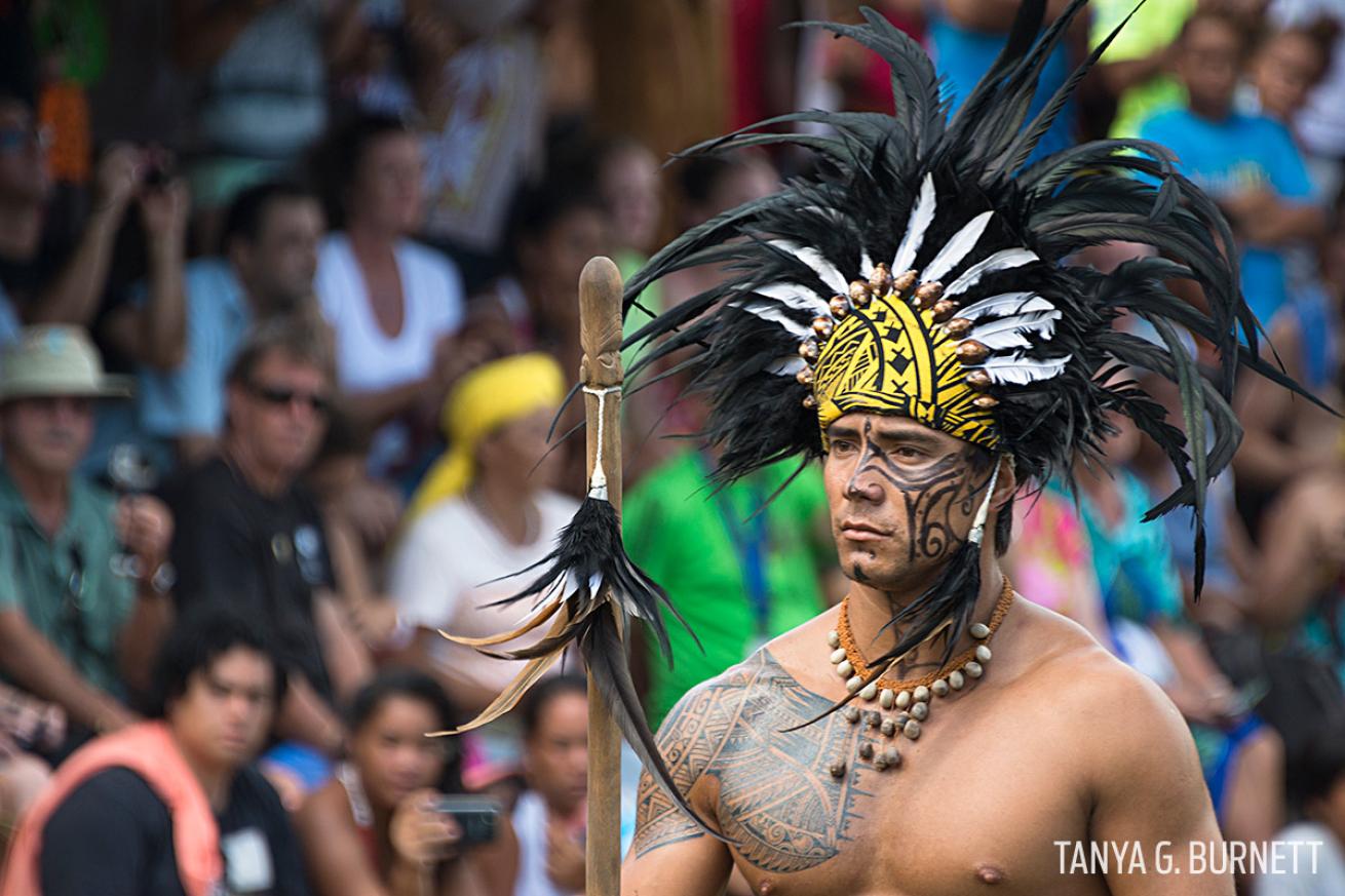 Marquesas Islands traditional headdress dancer