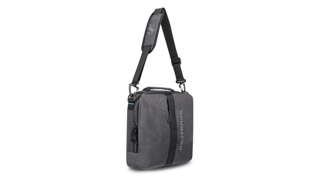 A grey bag with straps