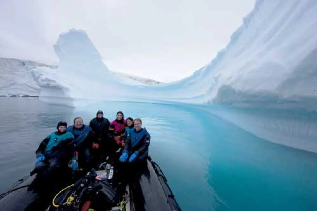 Zodiacs zipped between icebergs, allowing for very close exploration.