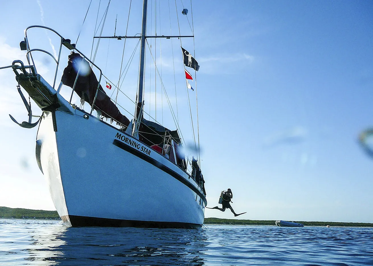 The *Morning Star* liveaboard sailboat cruises the Bahamas.