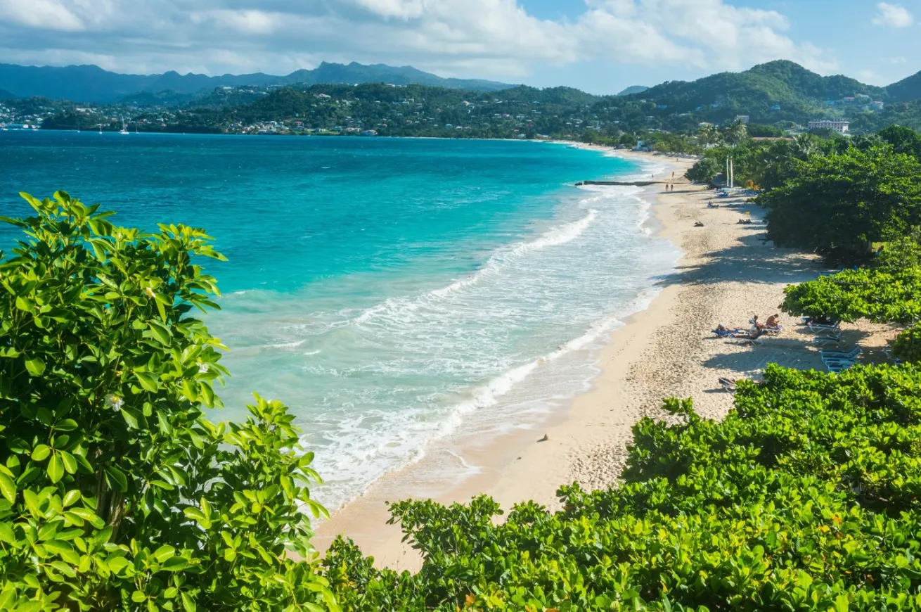 View over the beach of Grande Anse, Grenada, Windward Islands, West Indies, Caribbean, Central America