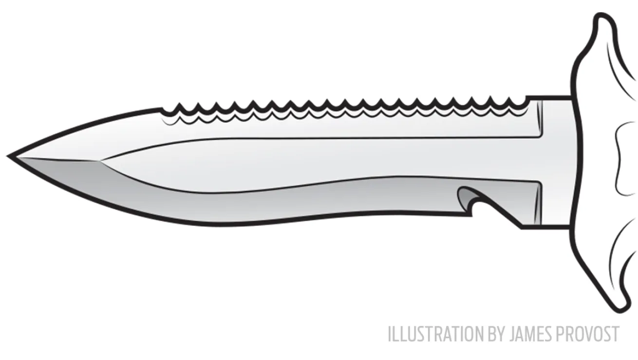 Drop point scuba diving knife