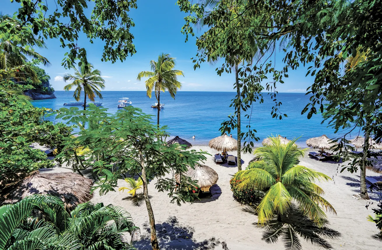A stunning ocean view from St. Lucia’s Anse Chastanet Resort, which earned a total of six awards this year.