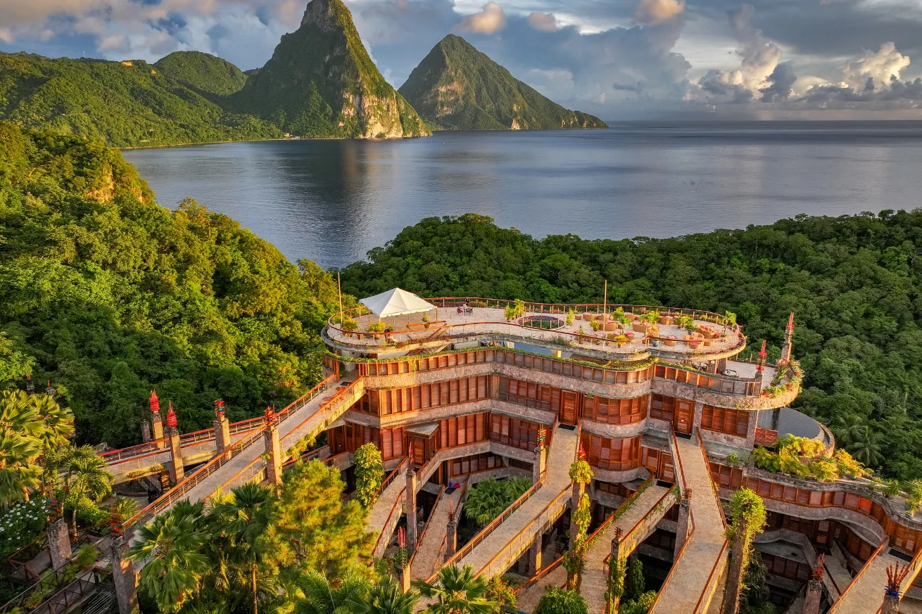 Aerial image of Jade Mountain