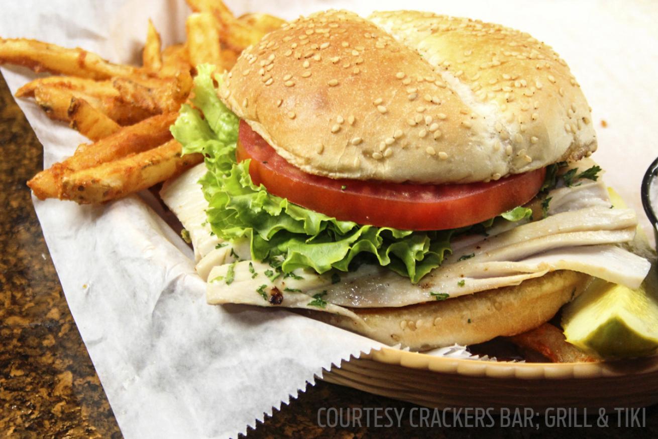 Lunch time at Crackers Bar, Grill & Tiki in Crystal River, Florida