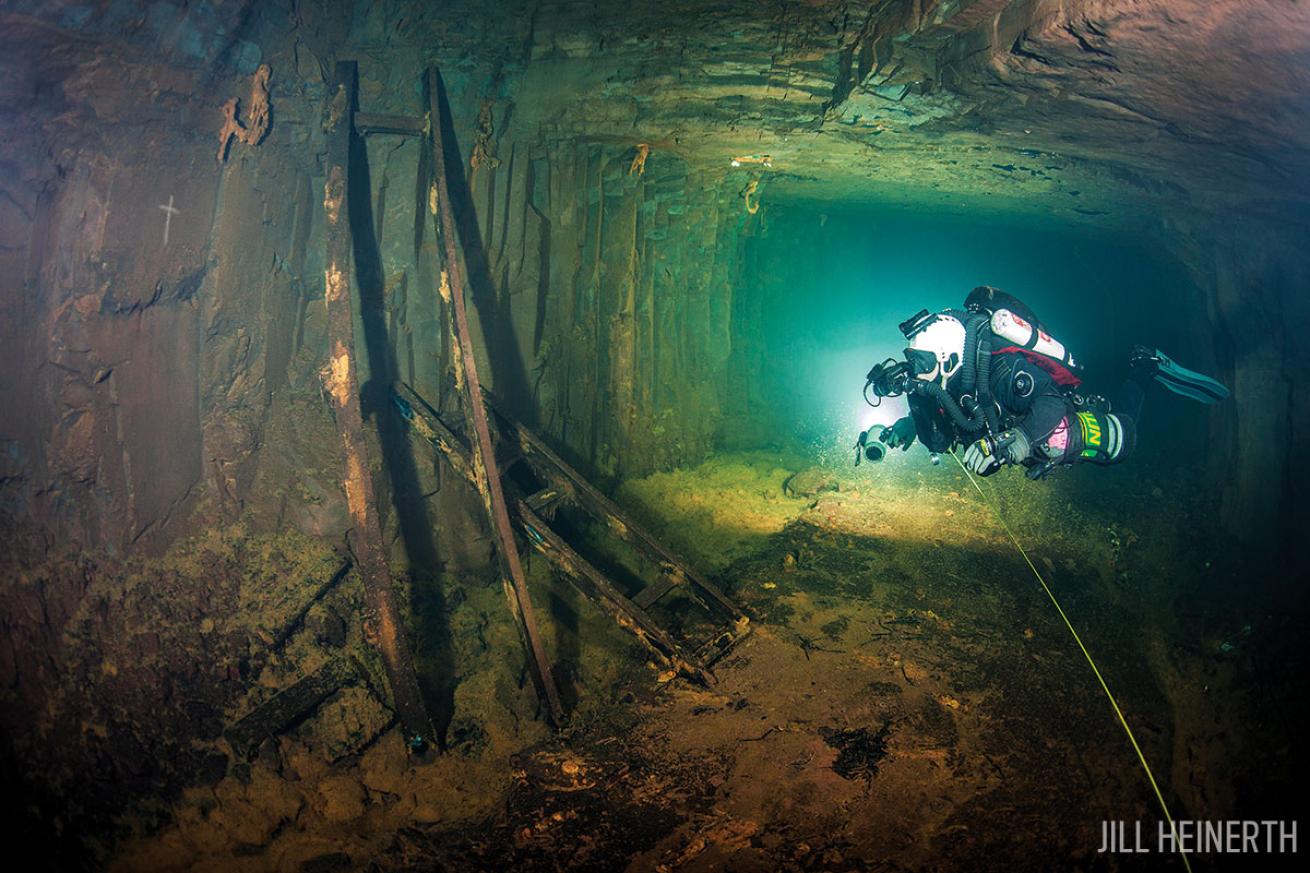 Scuba diver Bell Island Mine history