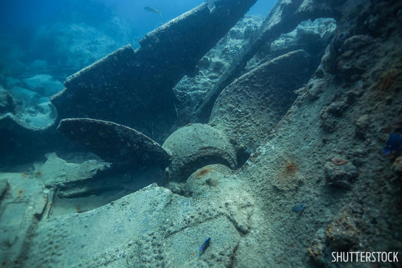 Rhone propeller shipwreck BVI Caribbean scuba diving
