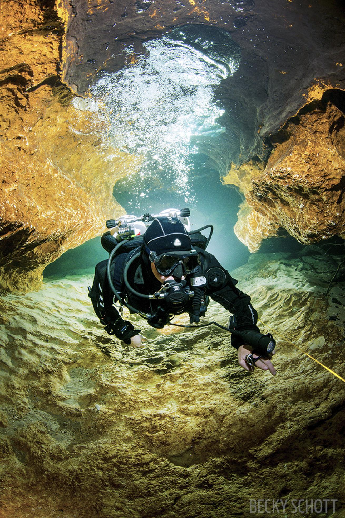 Cave diving underwater photo scuba diving