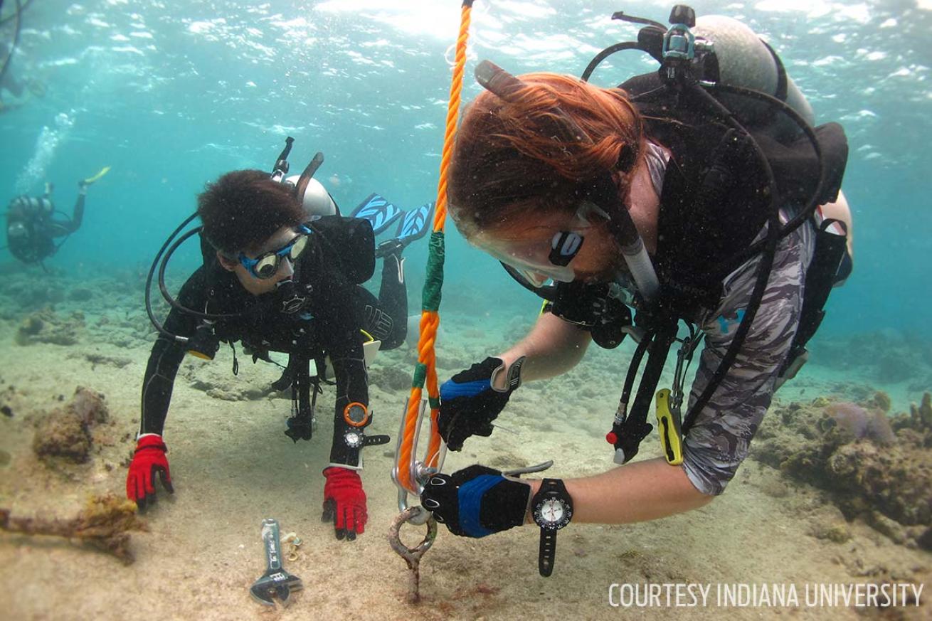 IU academic scuba divers install buoy