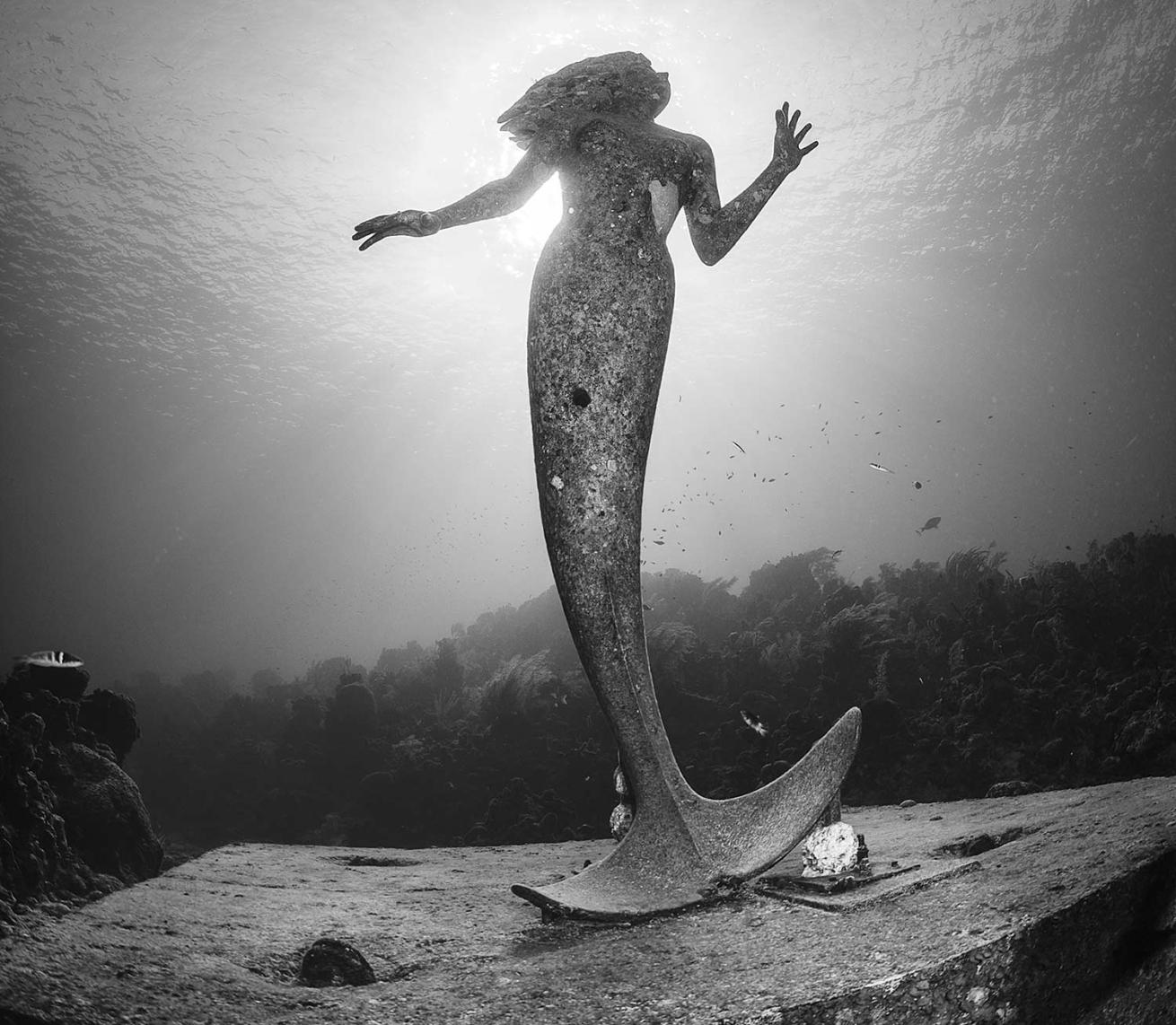 The Amphirite statue off Grand Cayman