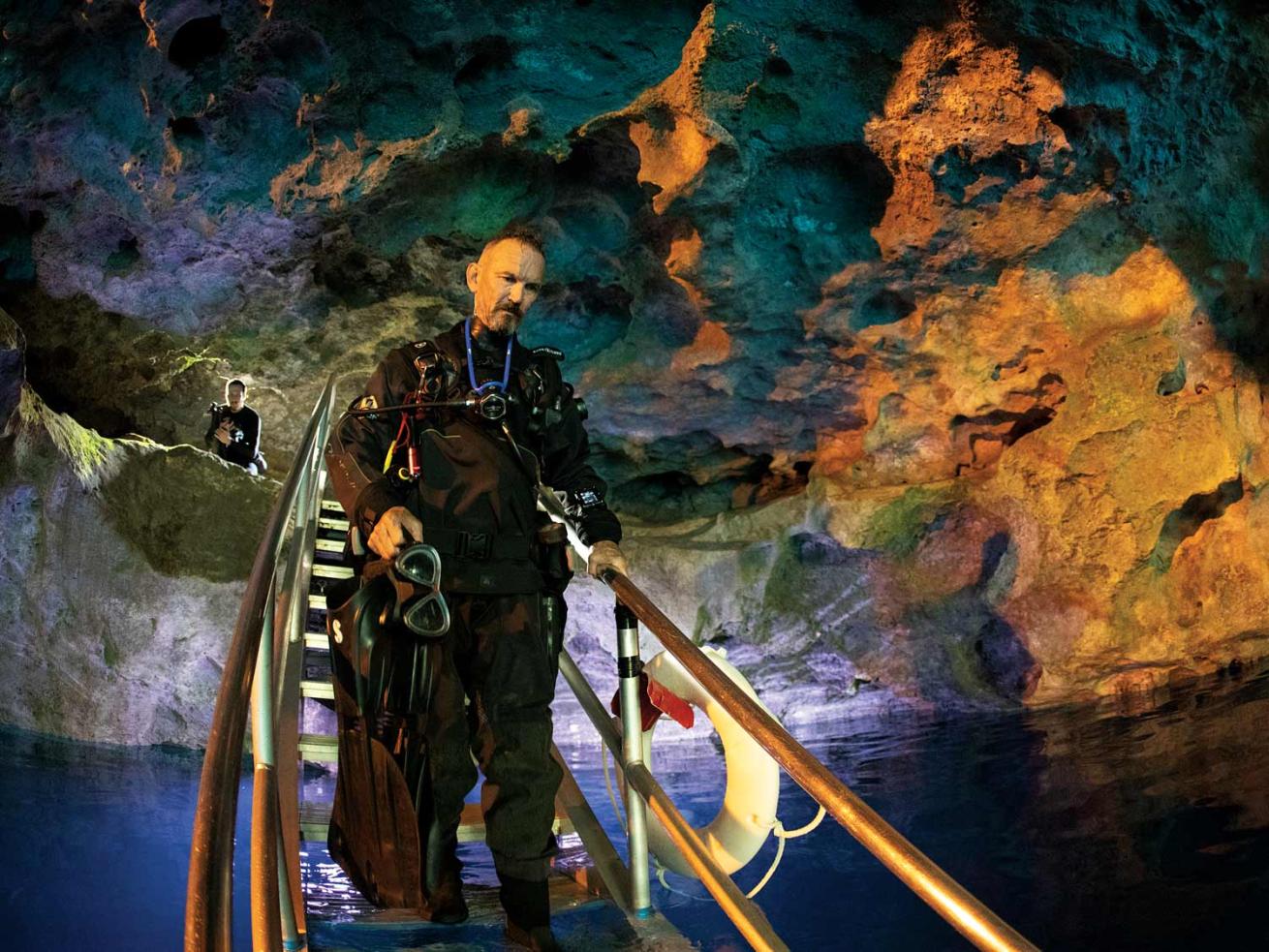 Scuba diver in a cave