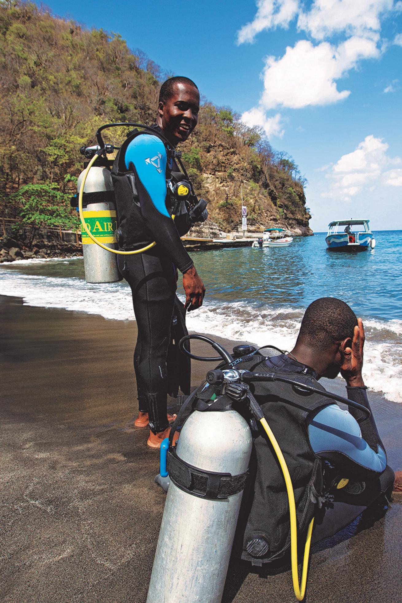 nitrox divers fatigue on beach