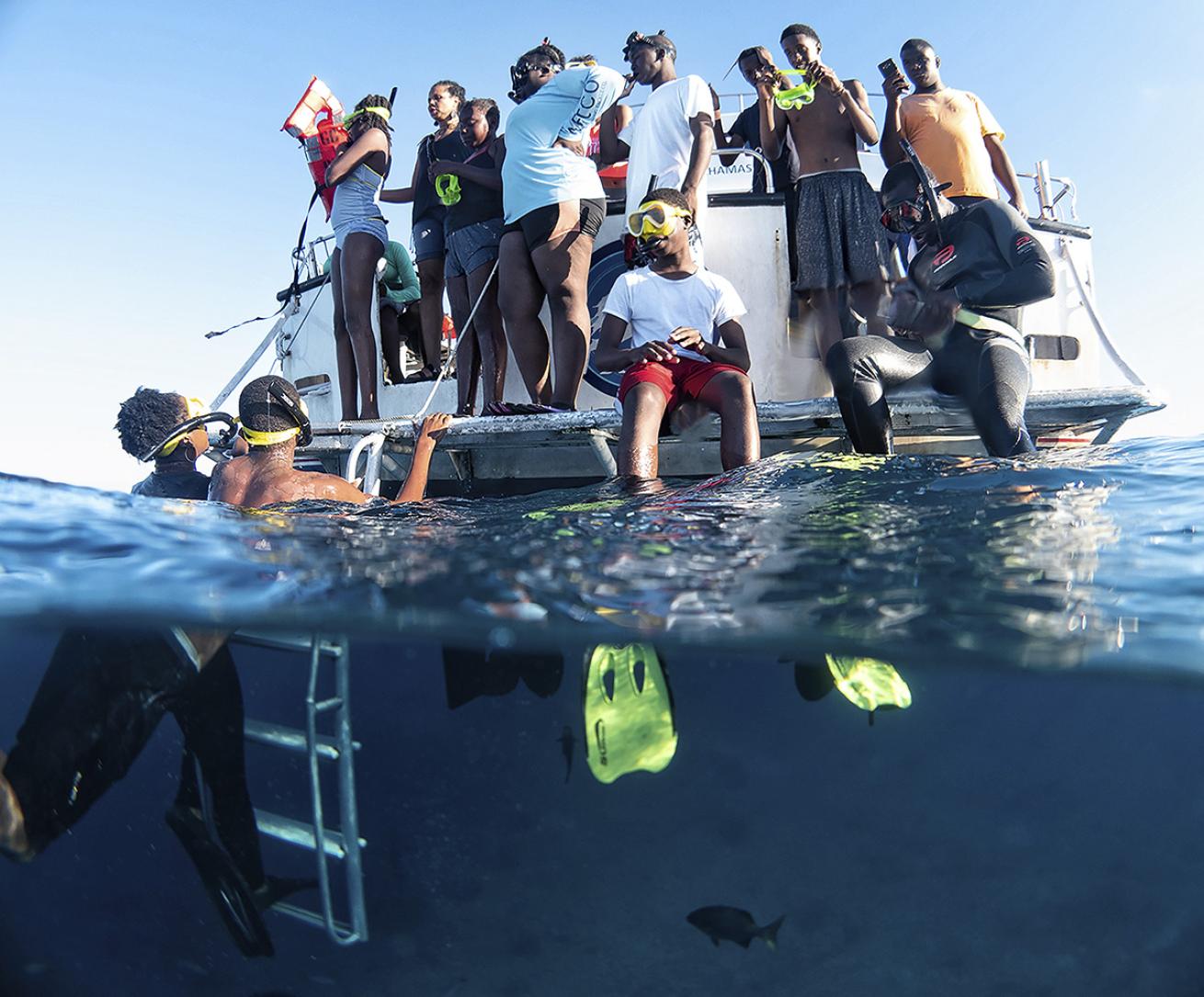Bimini students get ready to plunge into the world of sharks.