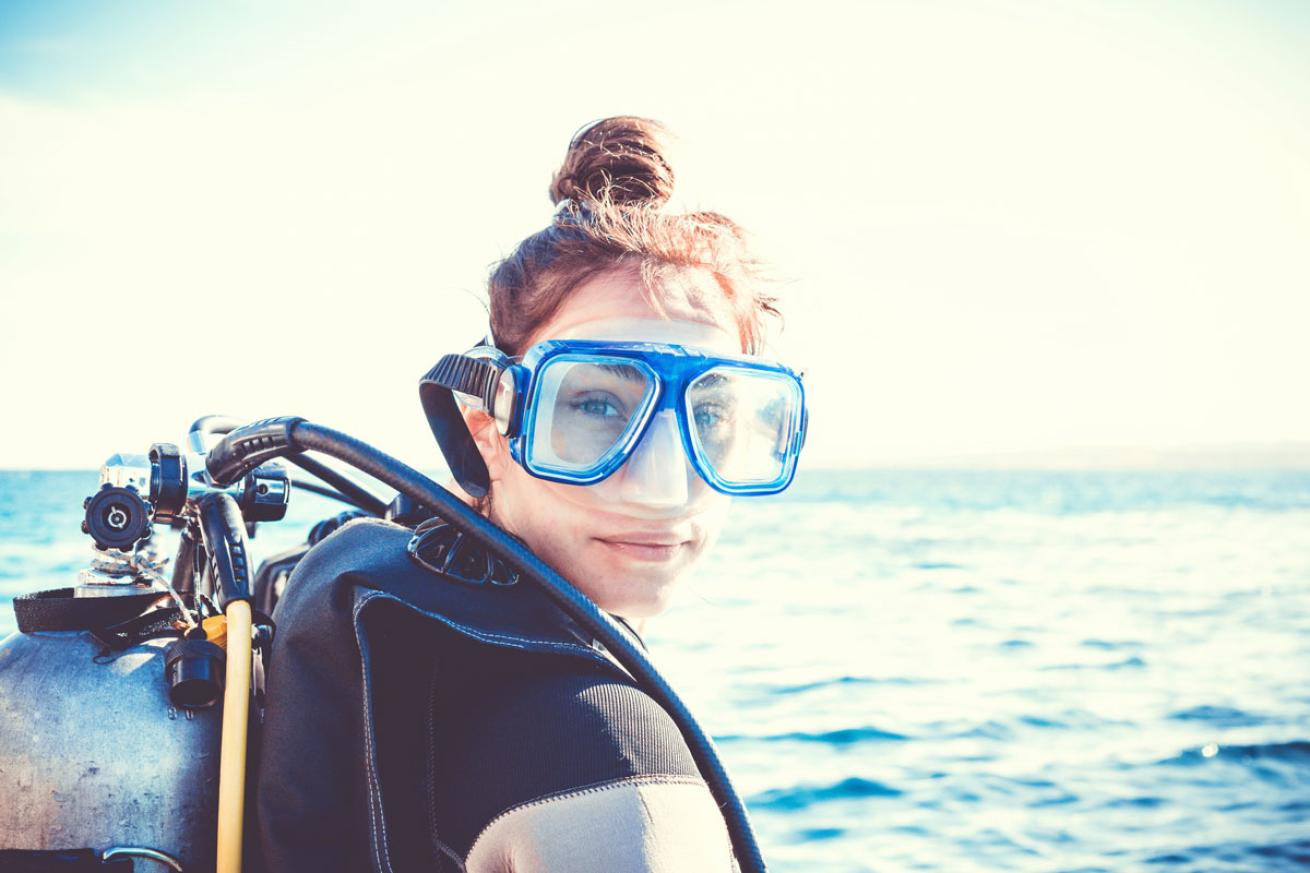 Young Diver with Mask