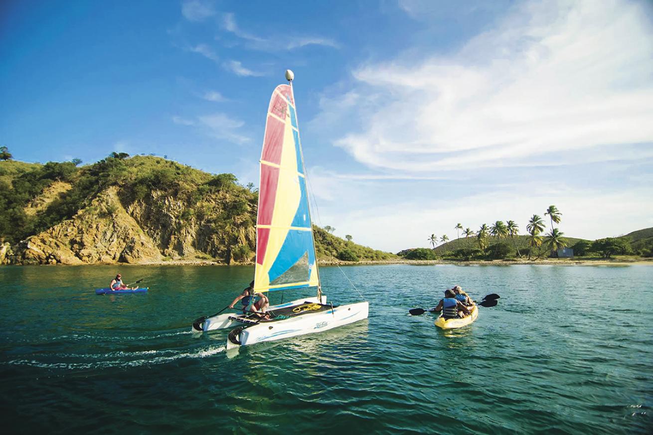 Sail boat and kayak in Bahamas