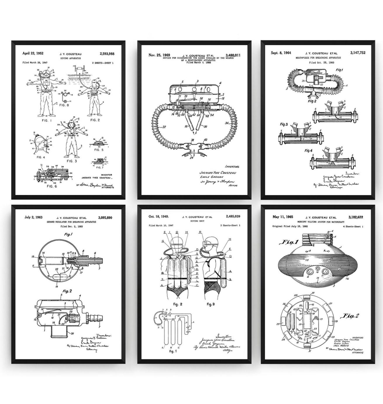Scuba gear patent prints