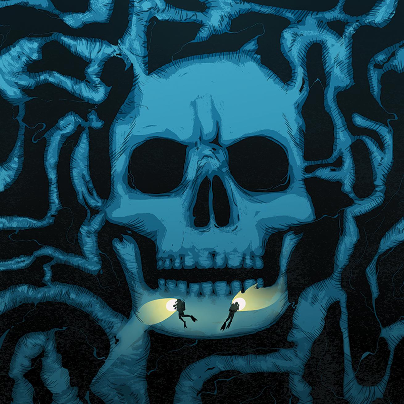 Skull cave illustration