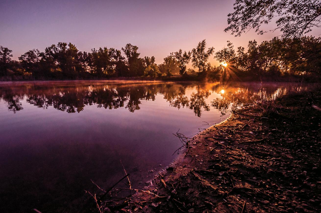 Sandy Channel State Recreation Area as the sun sits on the horizon