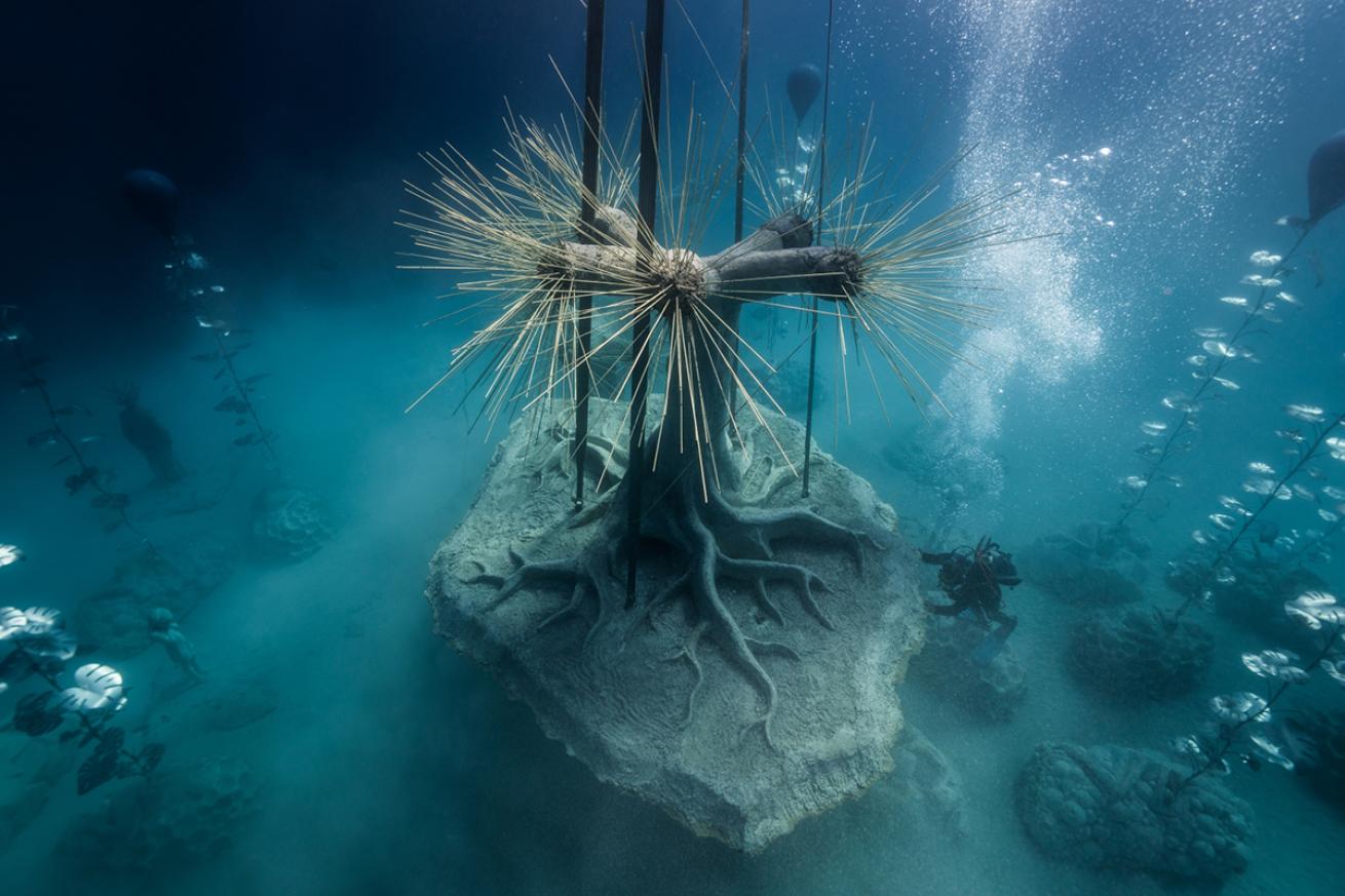 Installation of underwater statue
