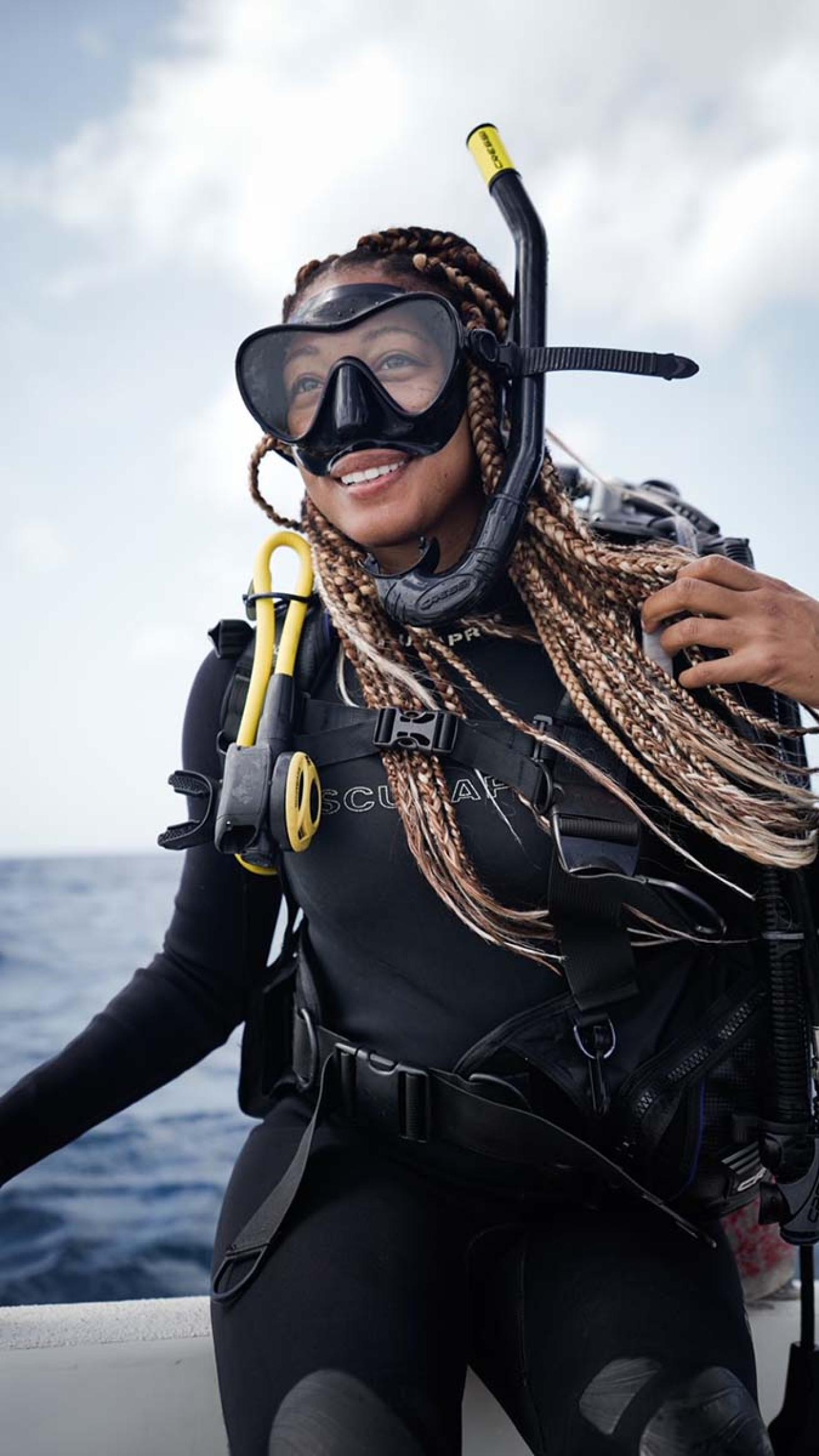 Diver on boat