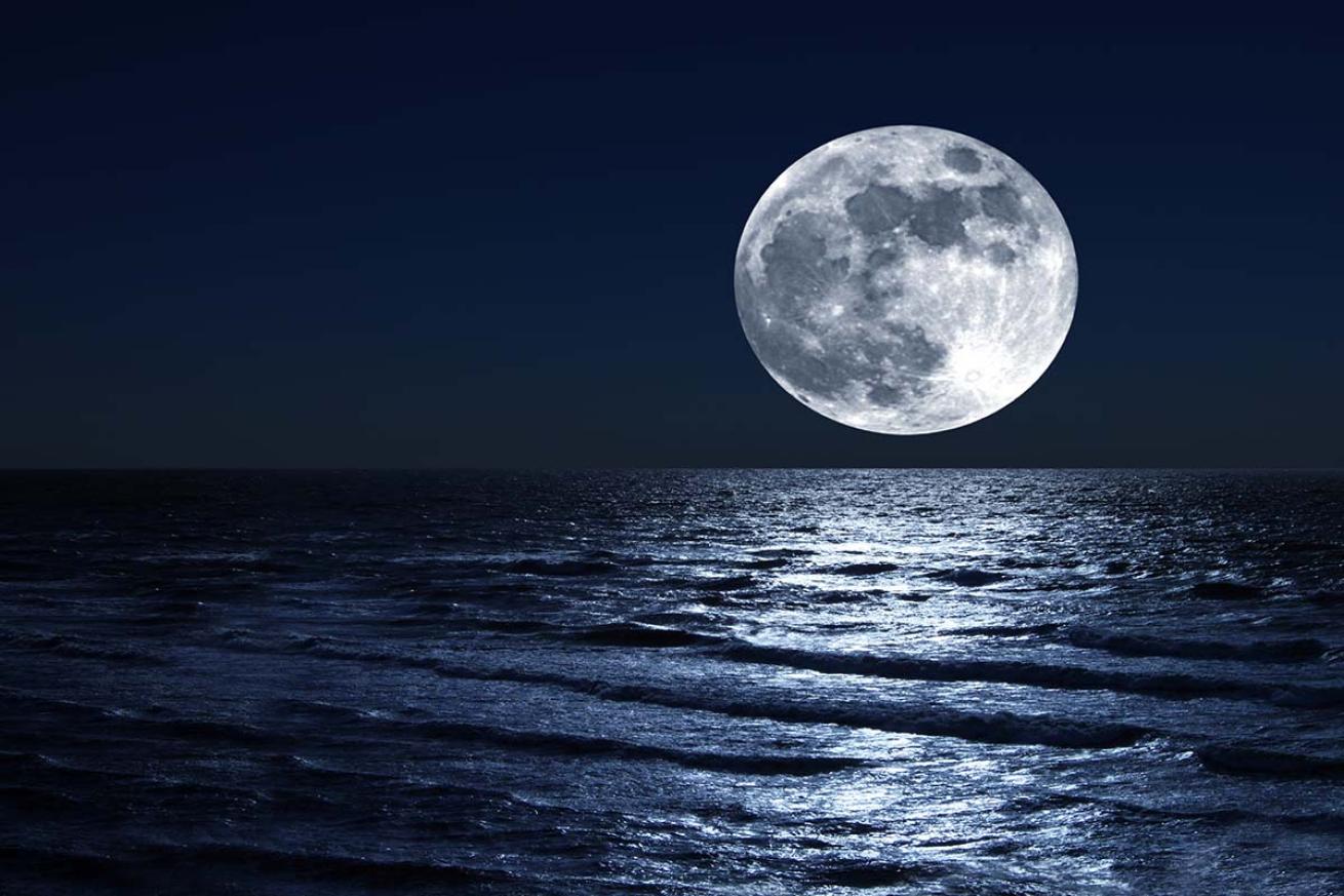 Moon over ocean