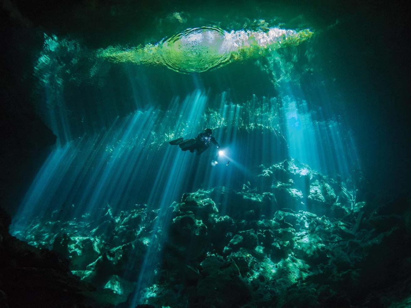 Diver in cenote