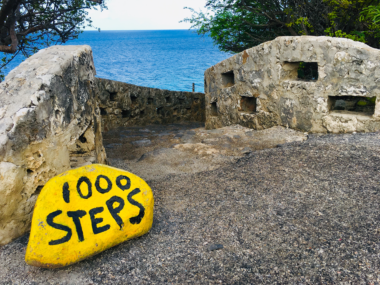 1000 steps yellow stone Bonaire