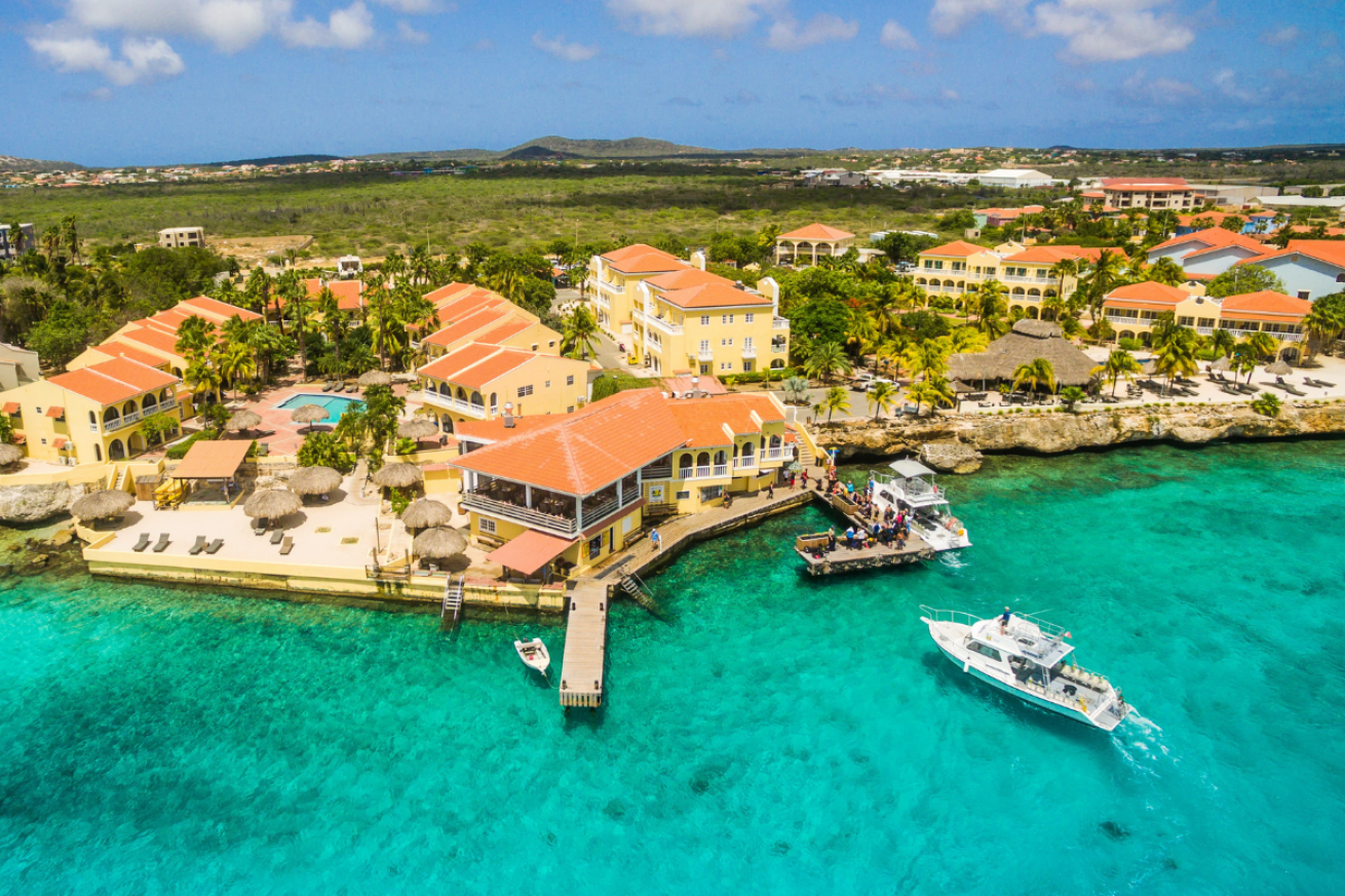 A group of buildings close to the water