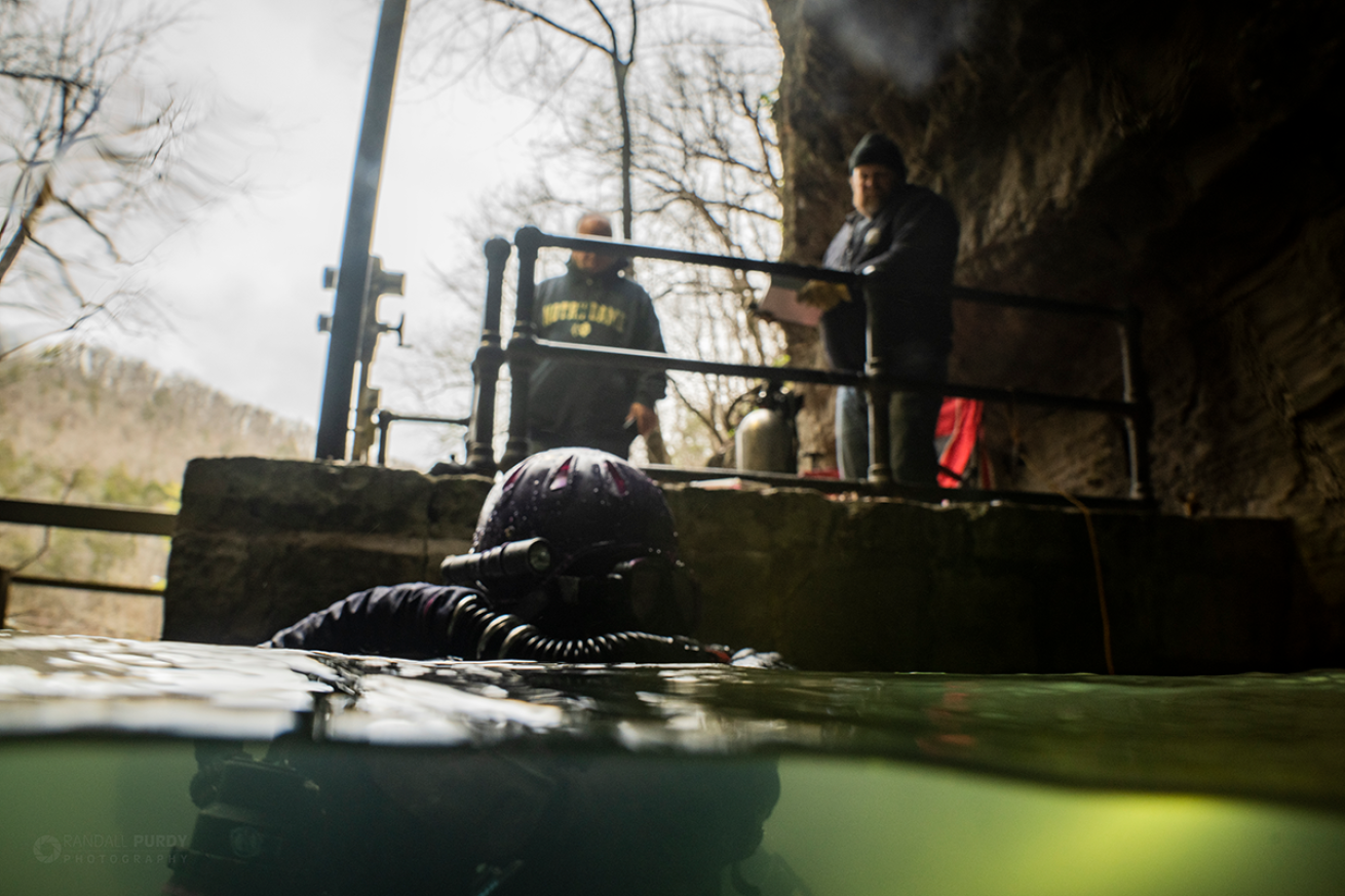Diver topside Roaring River Spring