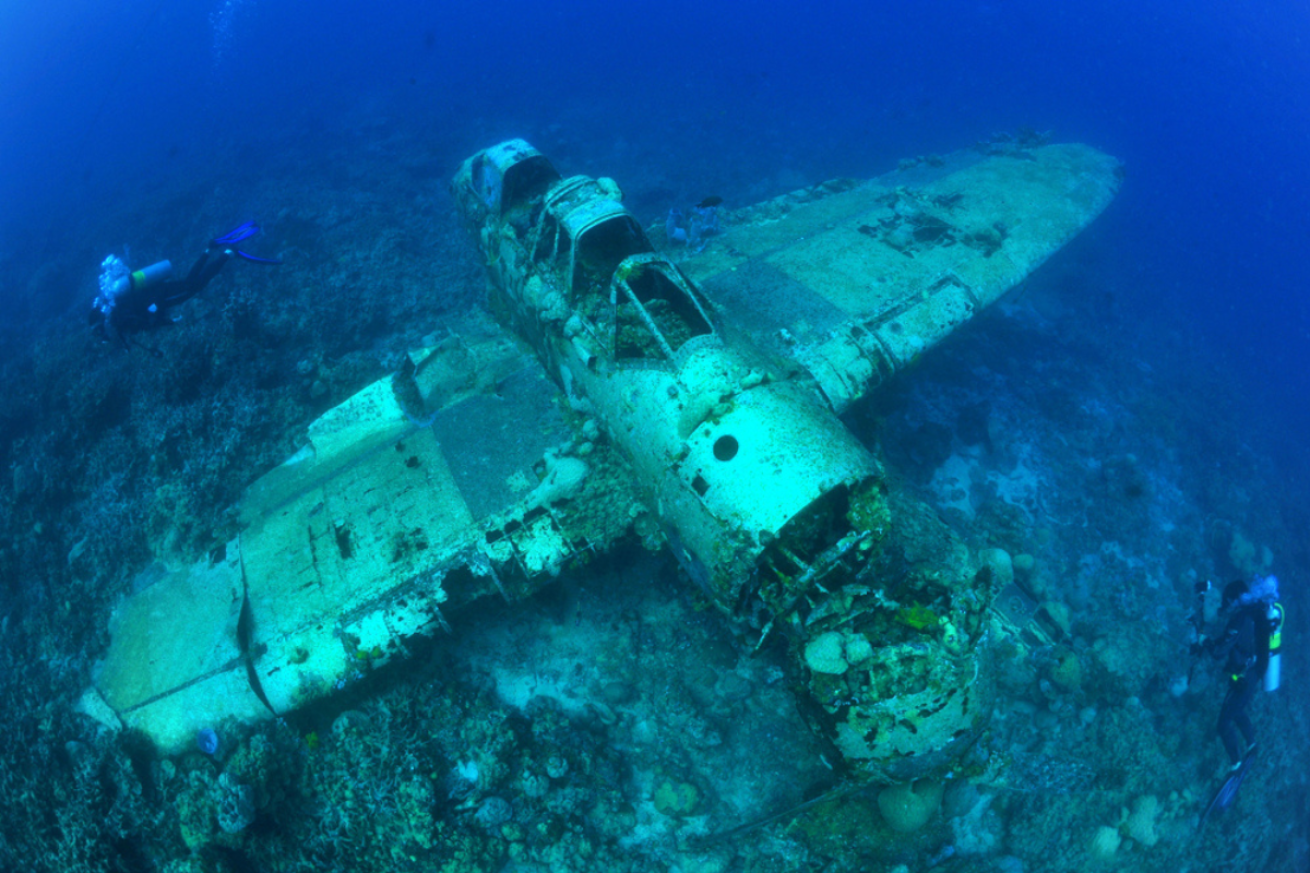 A plane wreck underwater