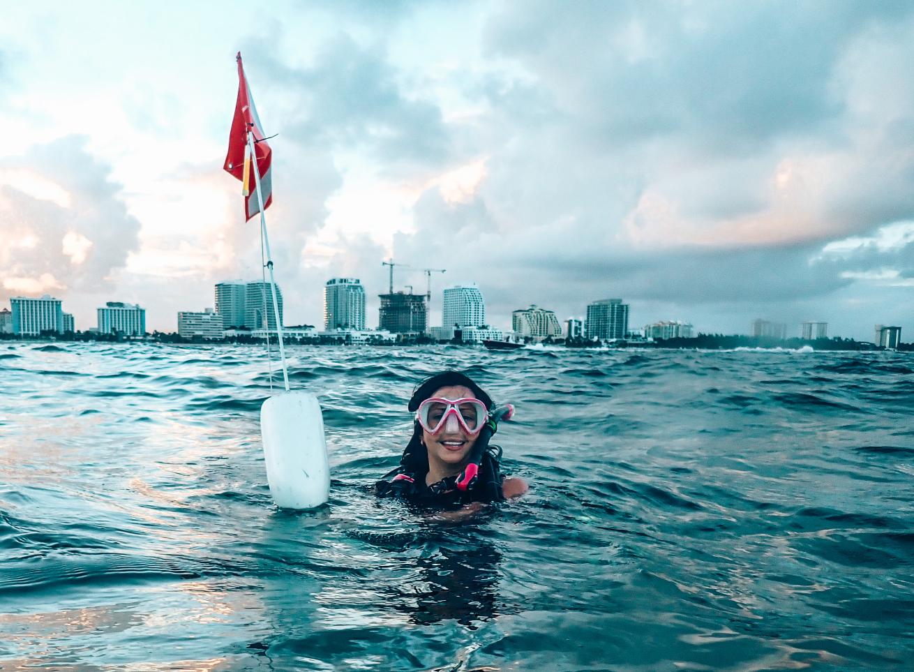 Diver gets ready for her dive in Florida.