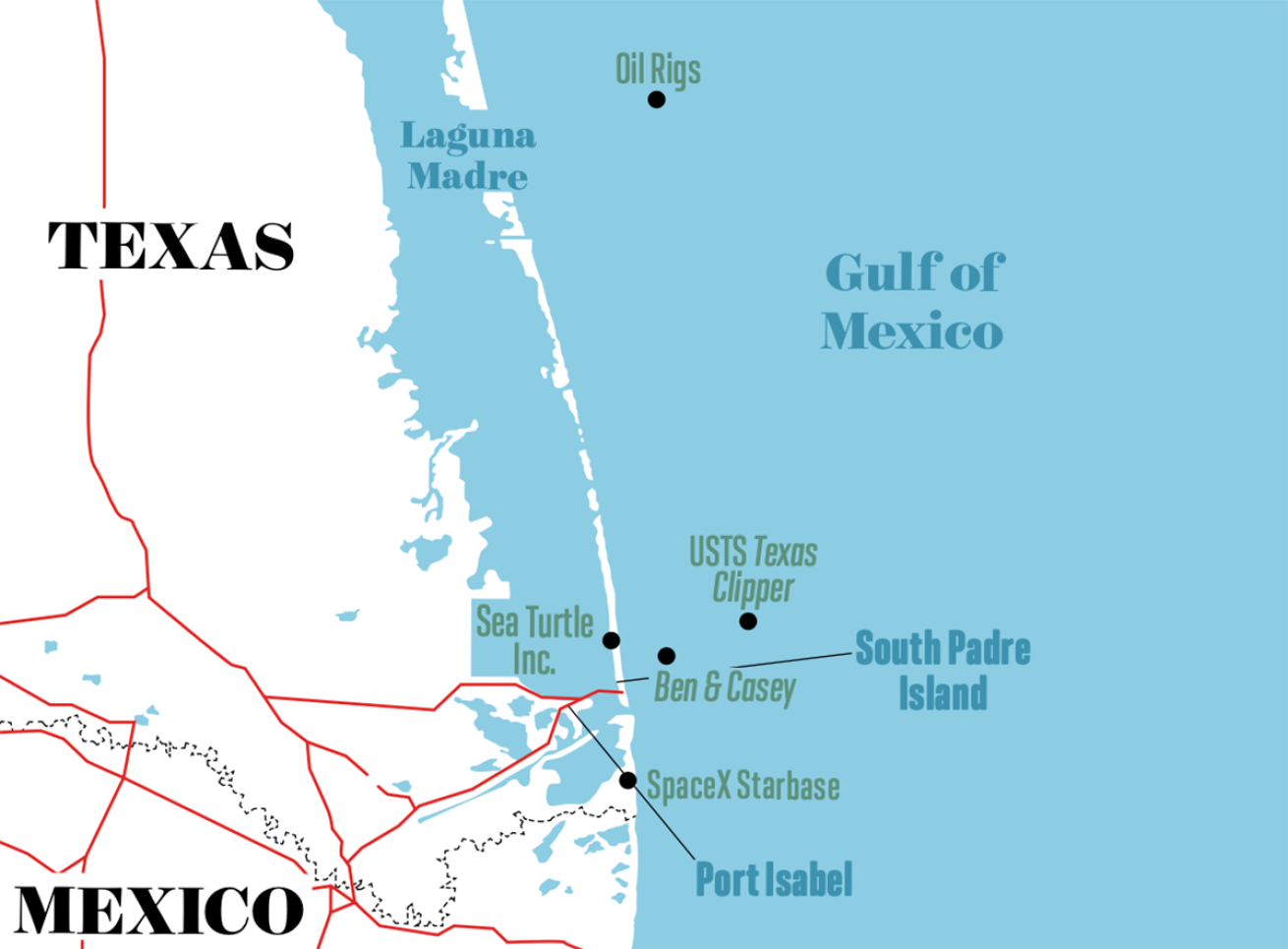 map of south texas diving 
