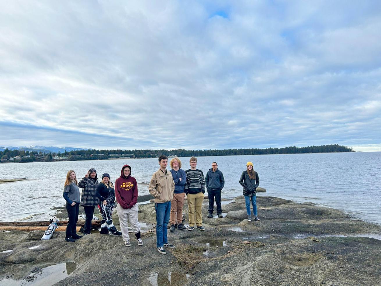 A group of Into the Ocean Society divers at Madrona Point in Nanoose, British Columbia. ITO helps local youths become certified divers as well as stewards of the sport and the marine environment.
