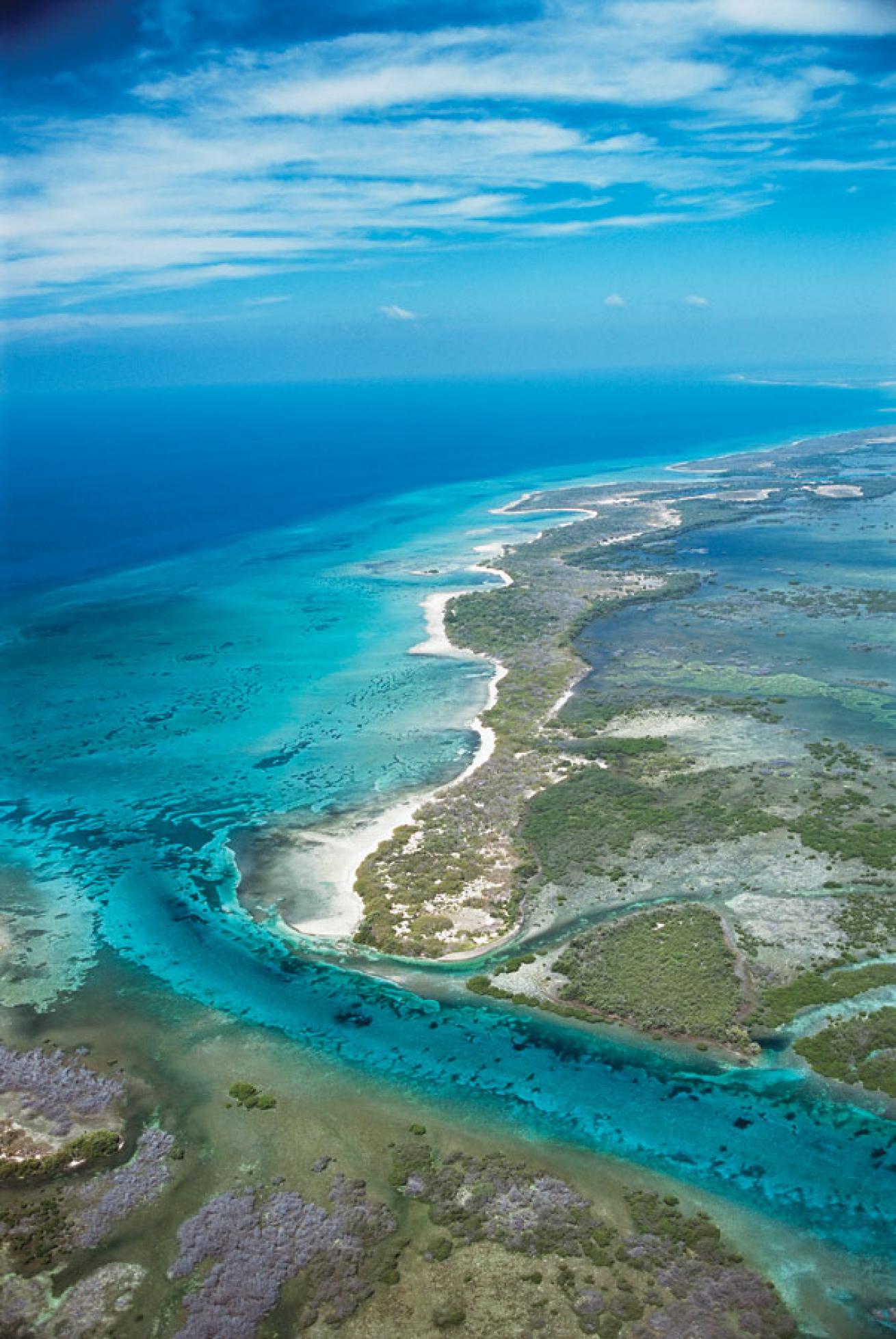 An aerial view of Cuba's Gardens of the Queen