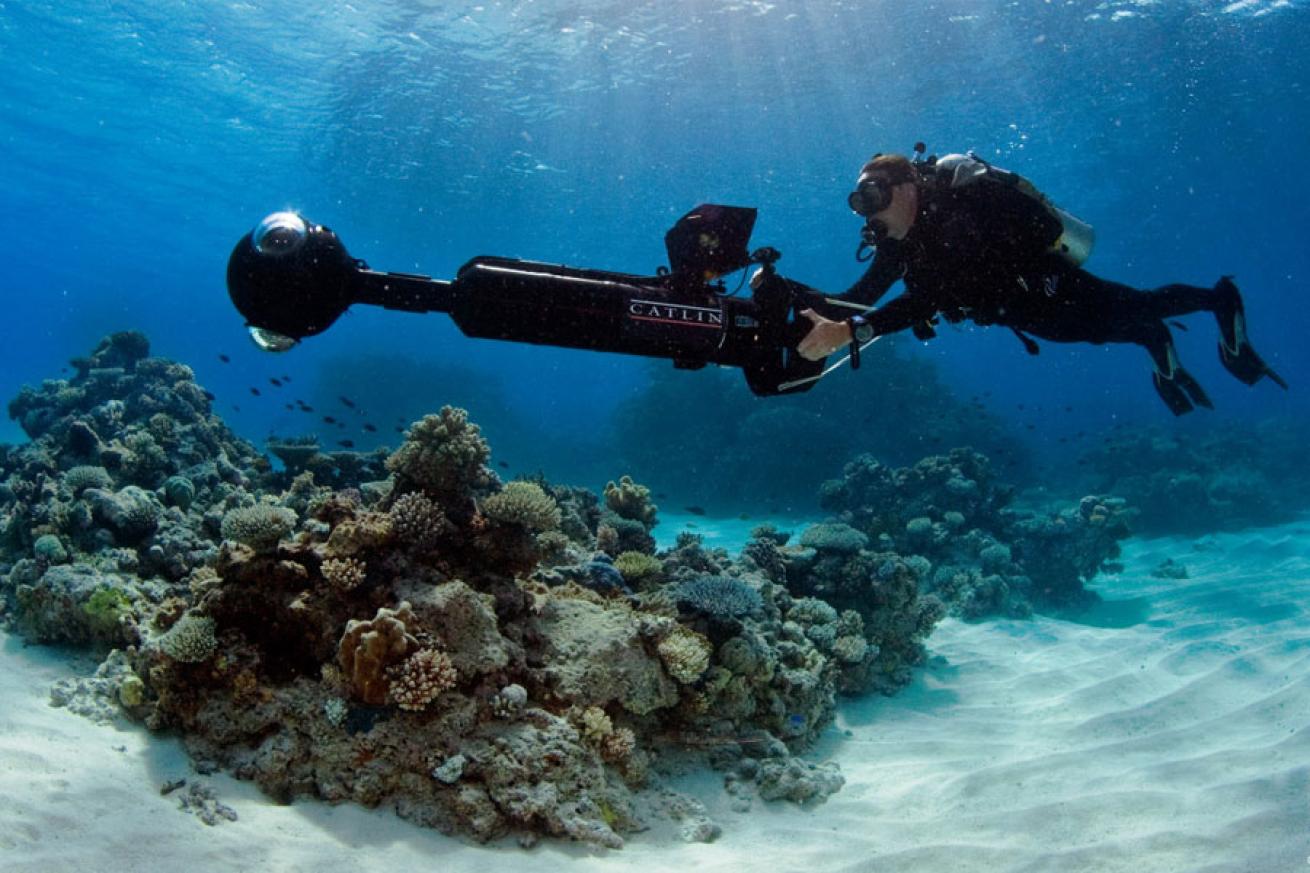 A Catlin Seaview Diver Surveying Underwater