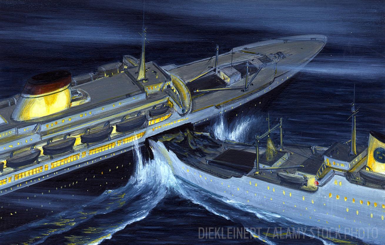 Illustration of Andrea Doria Crash and Sinking