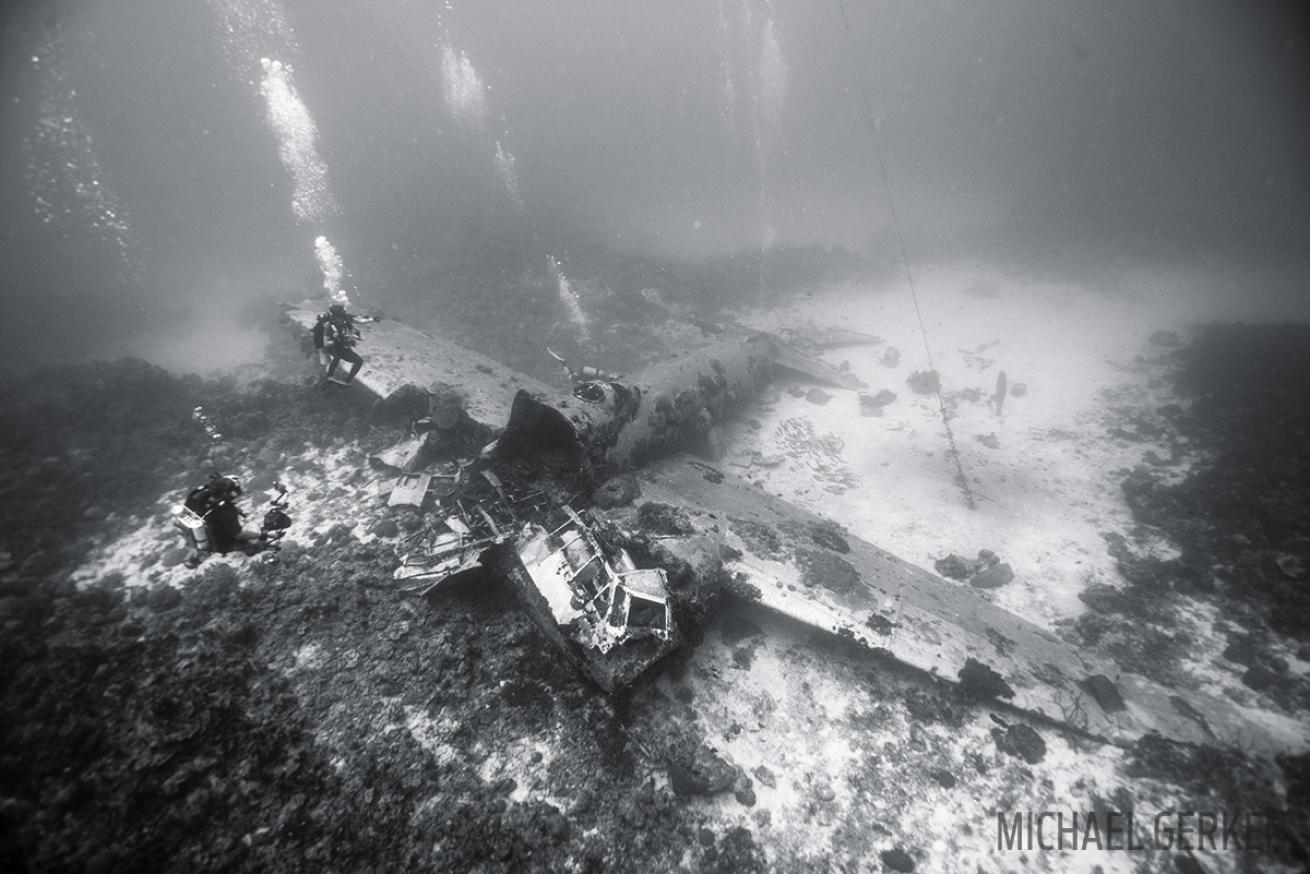 Scuba Diving the Betty Plane Wreck in Truk Lagoon underwater