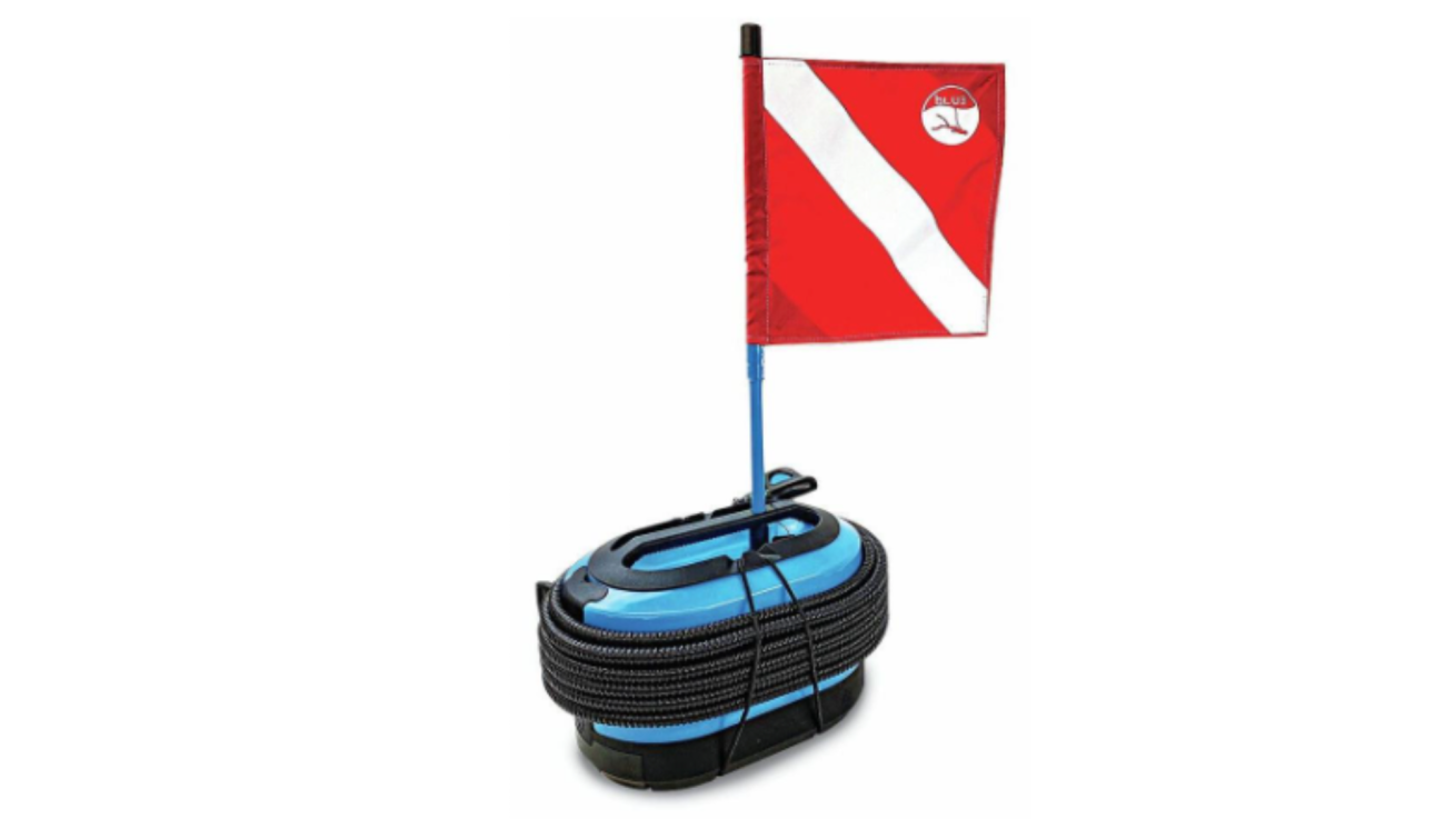 A scuba diving flag on a tube